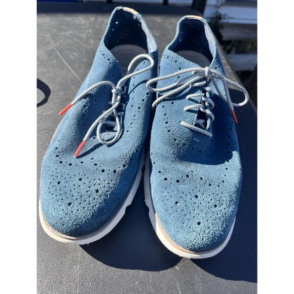 Cole Haan ZeroGrand Men 9.5 W Blue Laser Wingtip Oxford Casual Suede Shoe C35750 - Picture 2 of 9